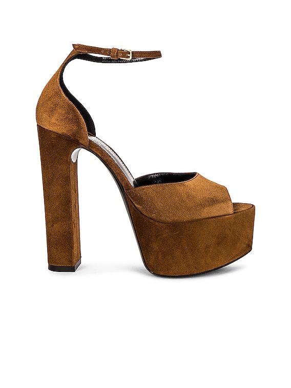 Saint Laurent Jodie Platform Sandals in Land | FWRD