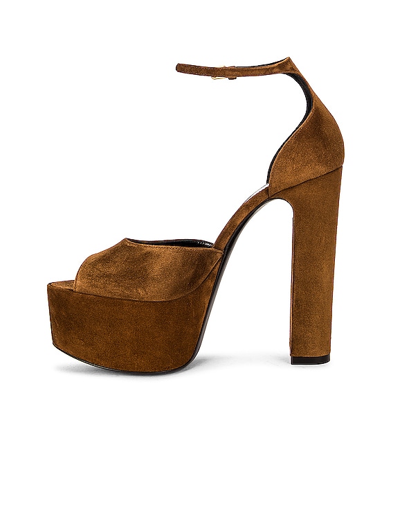 Saint Laurent Jodie Platform Sandals in Land | FWRD