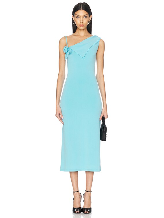 ワンピース A FERRETTI Woman Dress Turquoise 04381614 0327 Floral Bardot Crystal Starfish Maxi Dress Turquoise - Luxe