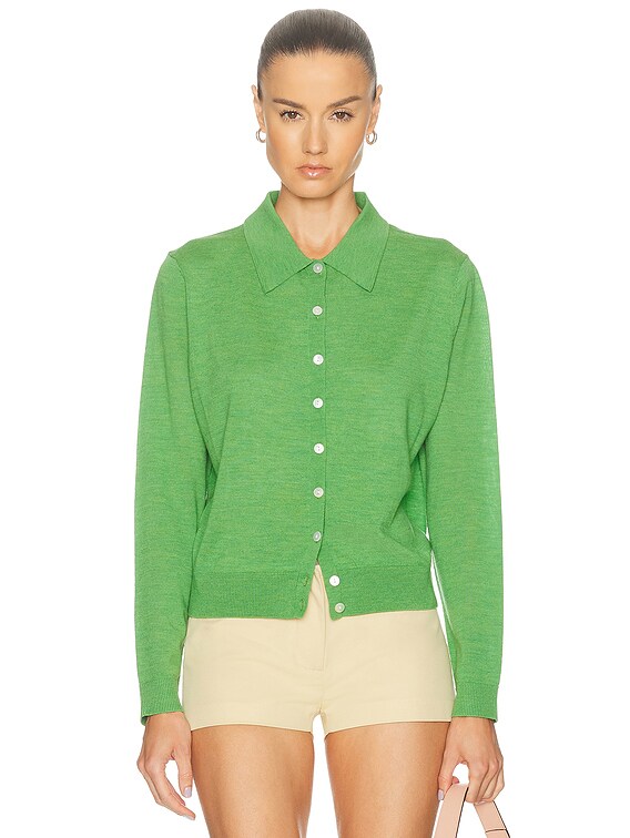 Sandy Liang Ley Cardigan in Heather Green | FWRD