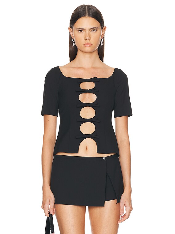 Sandy Liang Sorrel Top in Black | FWRD