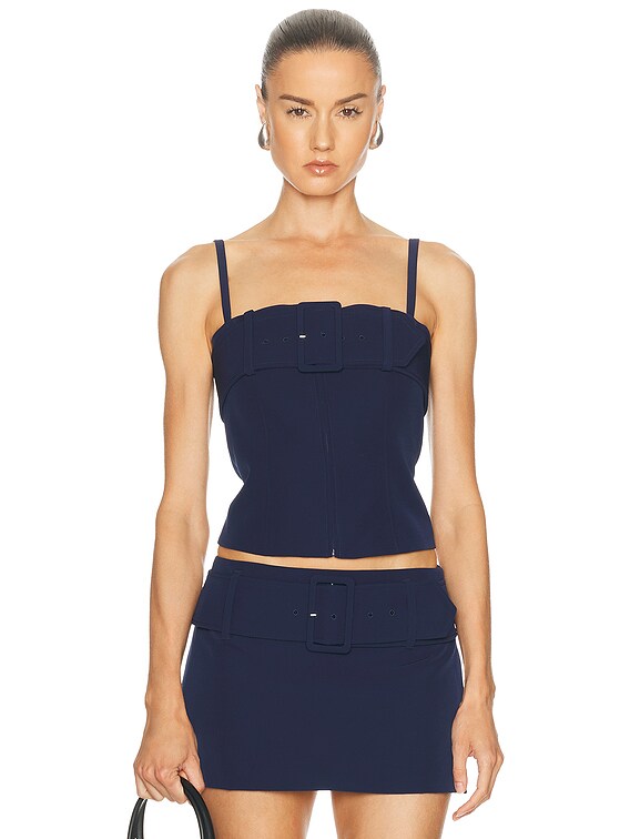 Sandy Liang Ahsoka Top in Navy | FWRD