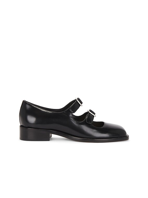 Sandy Liang Double Strap Mary Jane Flat in Black | FWRD
