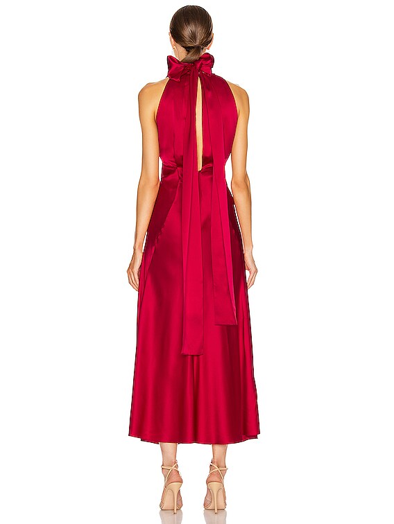 SALONI Michelle Midi B Dress in Cherry Red | FWRD