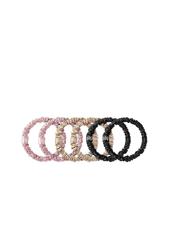 Skinnie Scrunchie 6 Pack in Black, Pink & Caramel