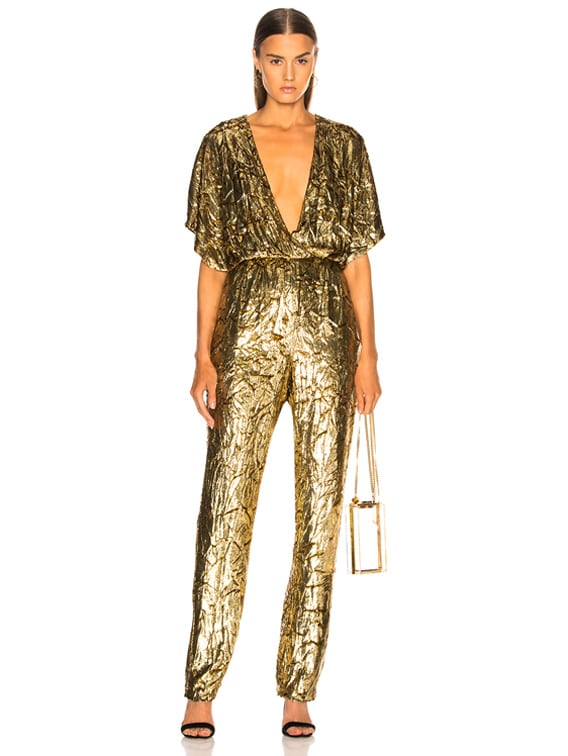 gold silk jumpsuit