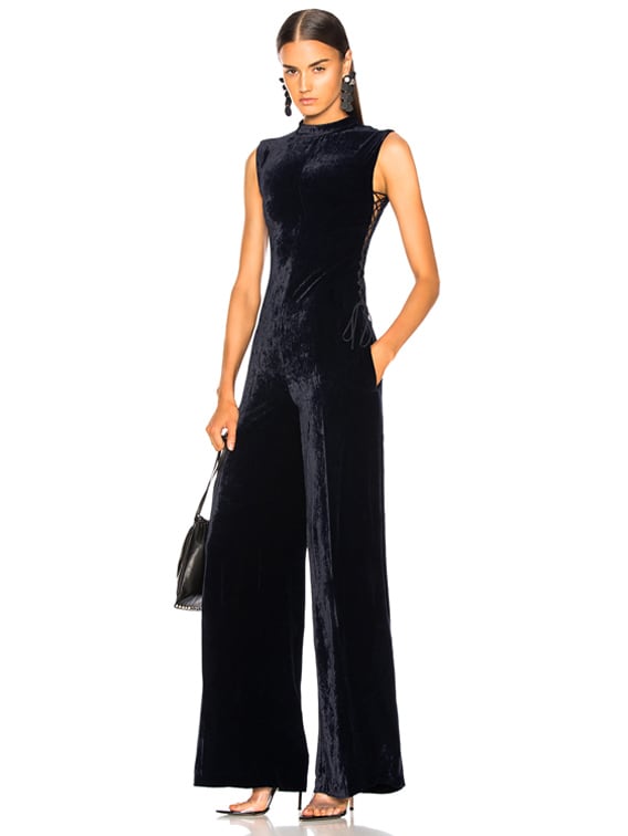 sleeveless velvet jumpsuit