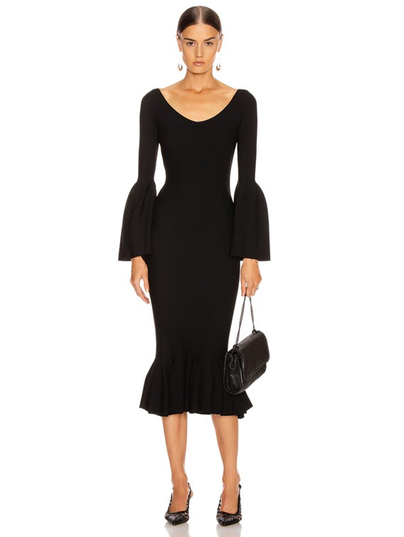 stella mccartney peplum dress Stella McCartney Black Cotton Blend Stretch Black Peplum Sheath Dress - SZ 48