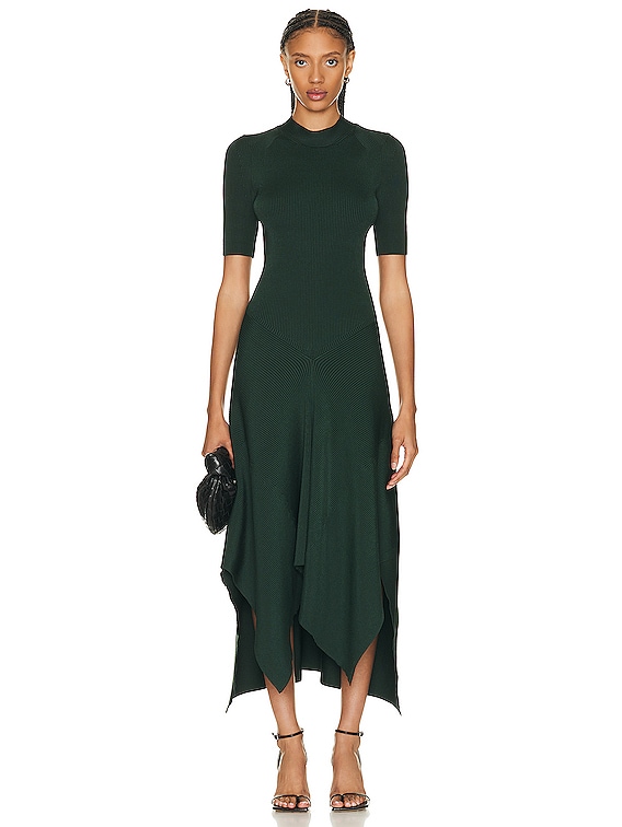 Green Midi Dress - Ribbed Knit Dress
