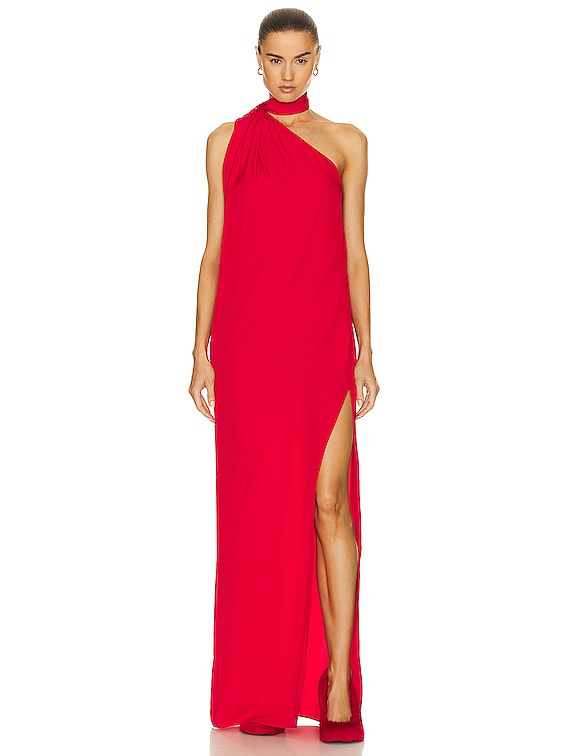 The Sei One-shoulder Silk Gown in Red