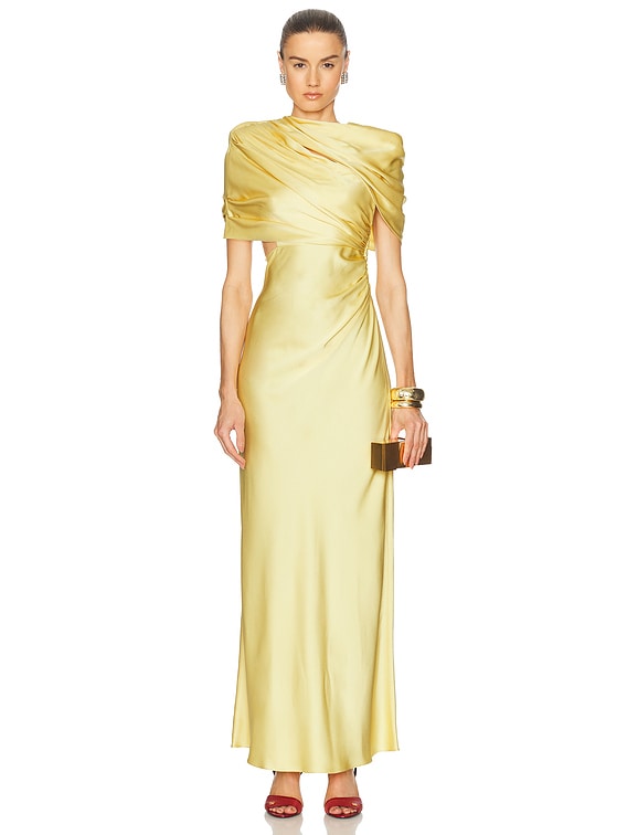 Stella McCartney Draped Cape Gown in Camomille | FWRD