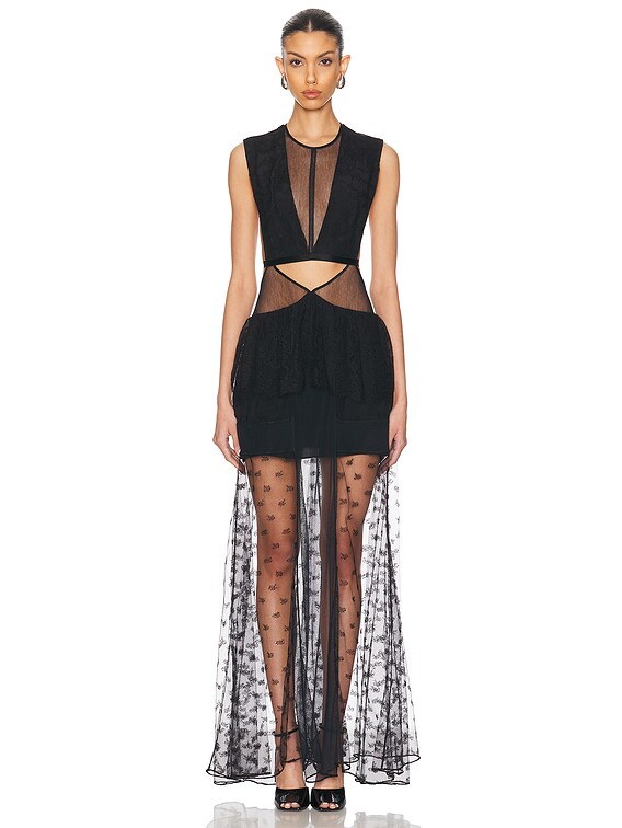 Stella McCartney Chantilly Lace Maxi Dress in Black | FWRD Stella McCartney Chantilly Lace Maxi Dress in Black | FWRD