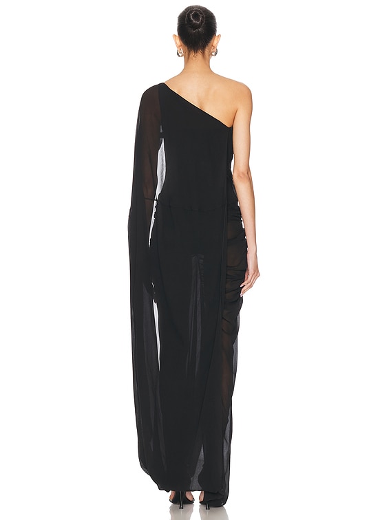 Stella McCartney Creponne Asymmetric Drape Maxi Dress in