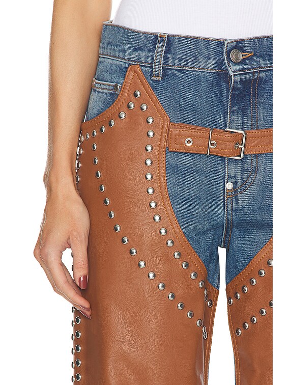【関税&送料込】Stella Mccartney Jeans A Zampa Leopardato Stella McCartney Altermat Denim Studded Chaps Baggy in