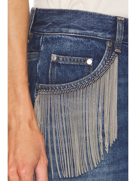 Stella McCartney Chain Fringes Wide Leg in Dark Blue | FWRD