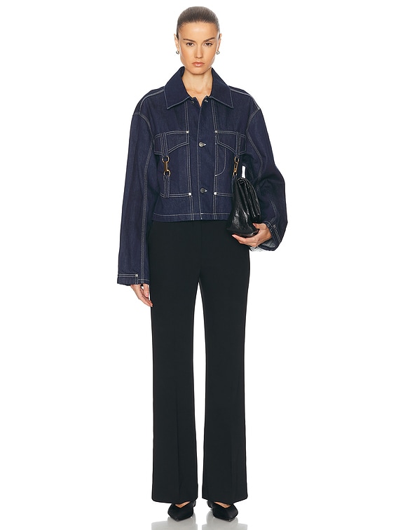 Stella McCartney Hardware Detailed Denim Jacket in Dark Blue