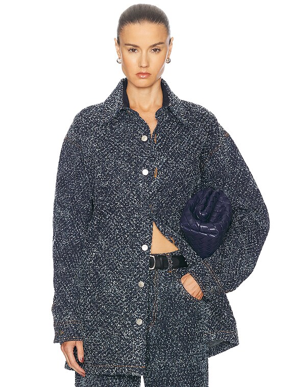 Stella McCartney Boucle Denim Overshirt in Blue Boucle Denim | FWRD