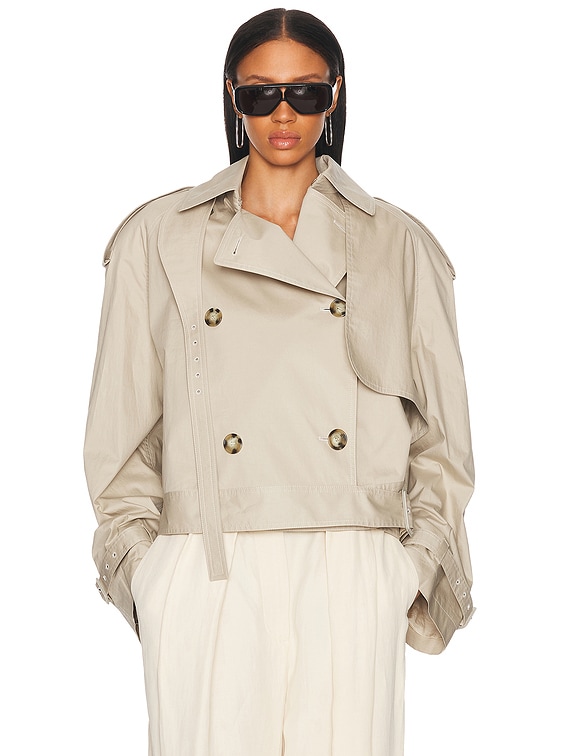 Stella McCartney Light Cotton Short Trench Coat in Pebble | FWRD