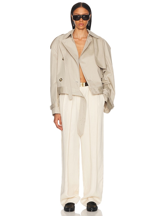 Stella McCartney Light Cotton Short Trench Coat in Pebble | FWRD
