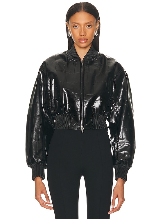 Stella McCartney Croco Bomber in Black | FWRD