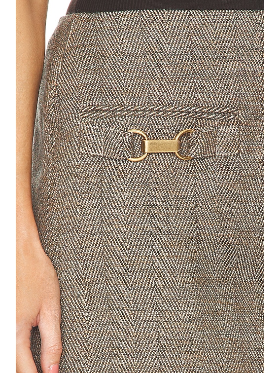 Stella McCartney Herringbone Mini Skirt in Chestnut | FWRD