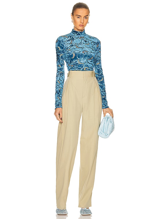 Stella McCartney Cut Work Velvet Long Sleeve Top in Steel
