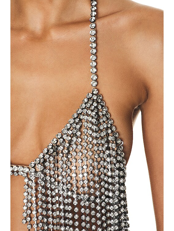 Embellished bra top in silver - Stella Mc Cartney