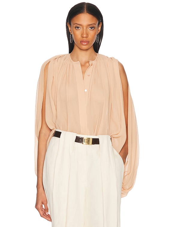 Stella McCartney Creponne Drape Crew Blouse in Tearose | FWRD