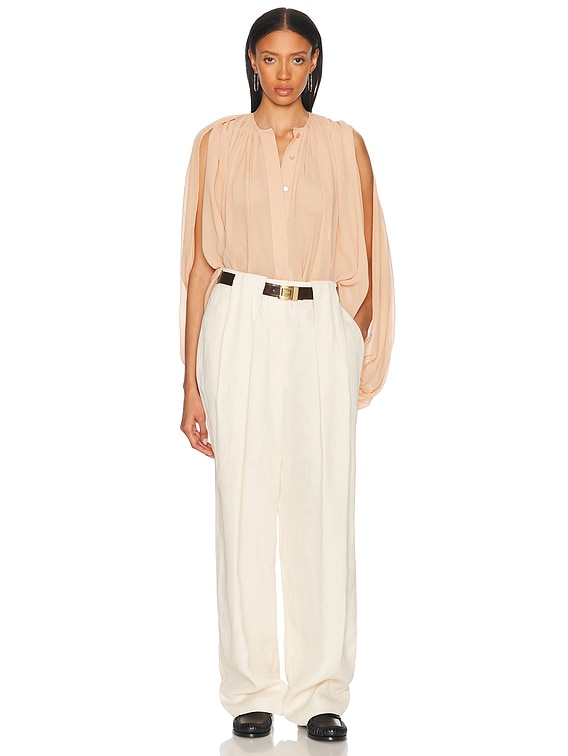 Stella McCartney Creponne Drape Crew Blouse in Tearose | FWRD