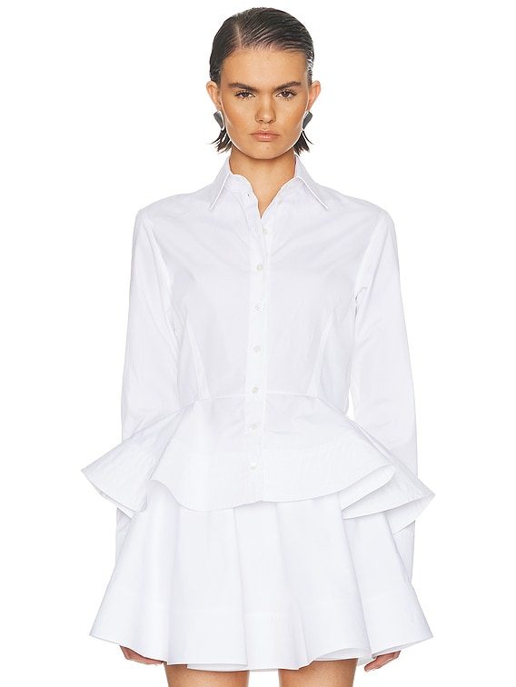 Stella McCartney Poplin Peplum Top in Pure White | FWRD