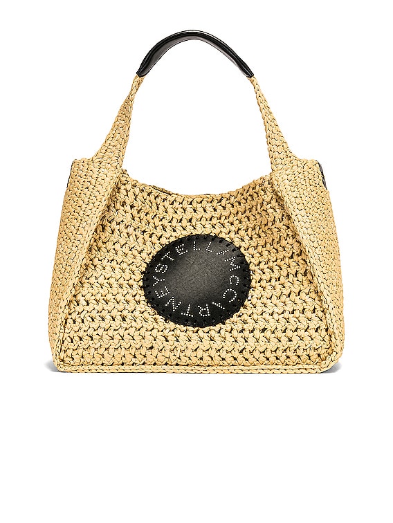 Stella McCartney Logo Raffia Crossbody Bag in Natural | FWRD