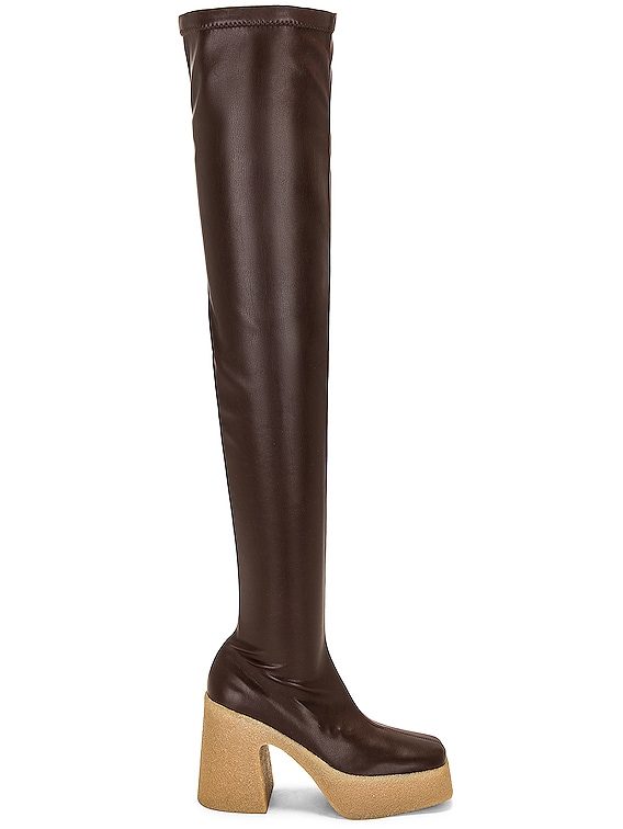 Stella McCartney Skyla Stretch Thigh High Boot in Chocolate Brown FWRD