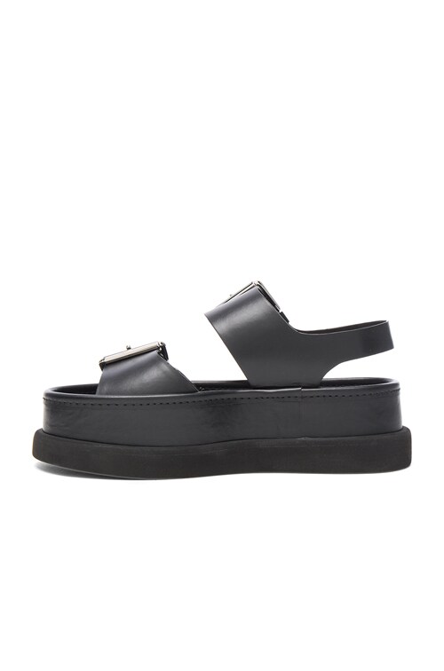 Stella McCartney Leather Buckle Sandals in Black | FWRD