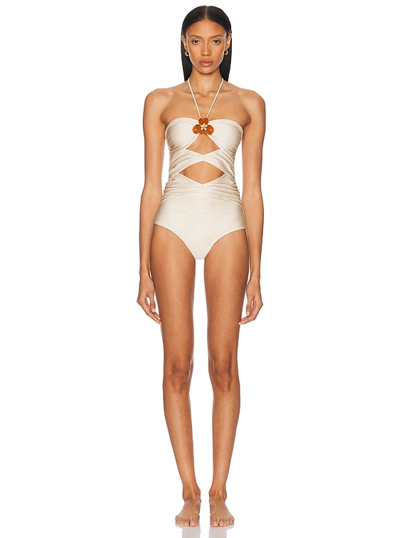 Shani Shemer Cinna One Piece Swimsuit in Macademia | FWRD