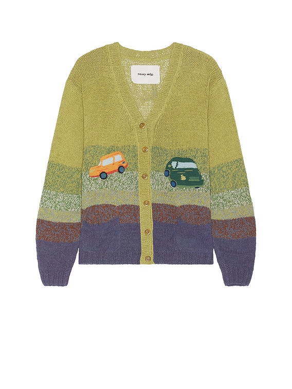 Story mfg. Hand Knit Twinsun Cardigan in Sage Solar Future
