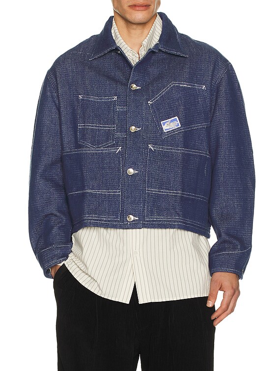 Story mfg. Station Jacket in Denim Selvedge Handloom | FWRD