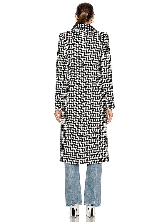 Smythe Peaked Lapel Coat in Black & White Houndstooth | FWRD