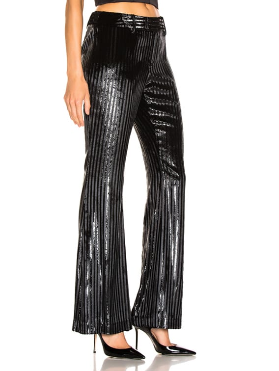 black velvet bootcut trousers