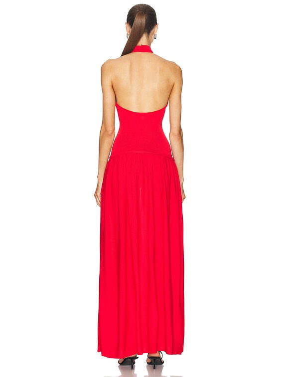 Solid & Striped The Halter Soglio Dress in Apple Red | FWRD