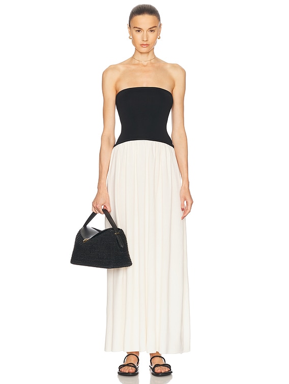 Solid & Striped The Strapless Soglio Dress in Brule & Noir