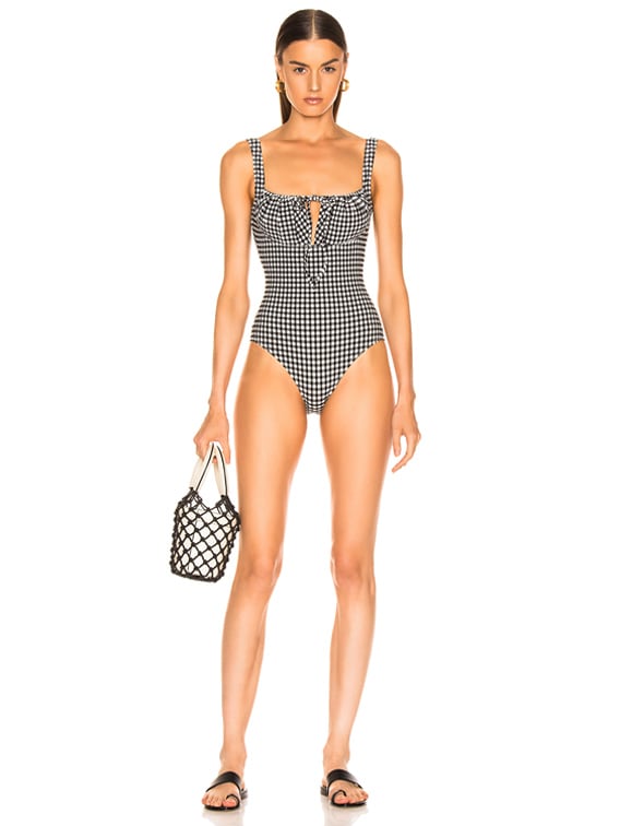 black gingham swimsuit