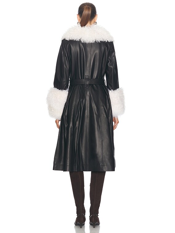 Saks Potts Foxy Coat in Black & Cloud | FWRD
