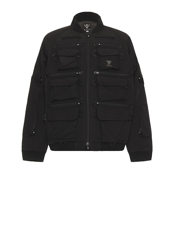 South2 West8 Multi-pocket Zipped Down Jacket in Black | FWRD