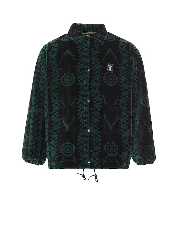 South2 West8 Coach Jacket in Black & Green | FWRD