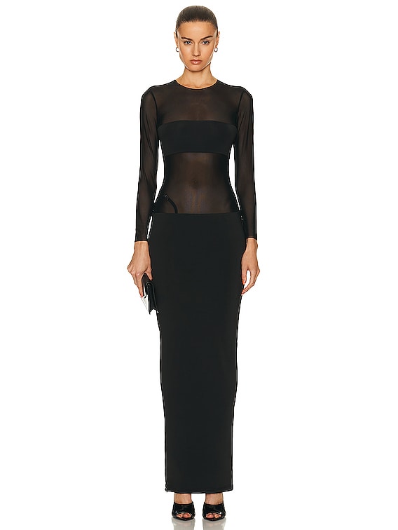 SEROYA Silver Maxi Dress in Black | FWRD