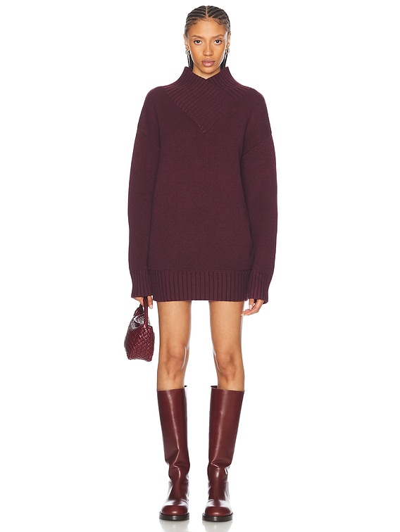 SEROYA Dessa Chunky Knit Sweater Dress in Merlot | FWRD
