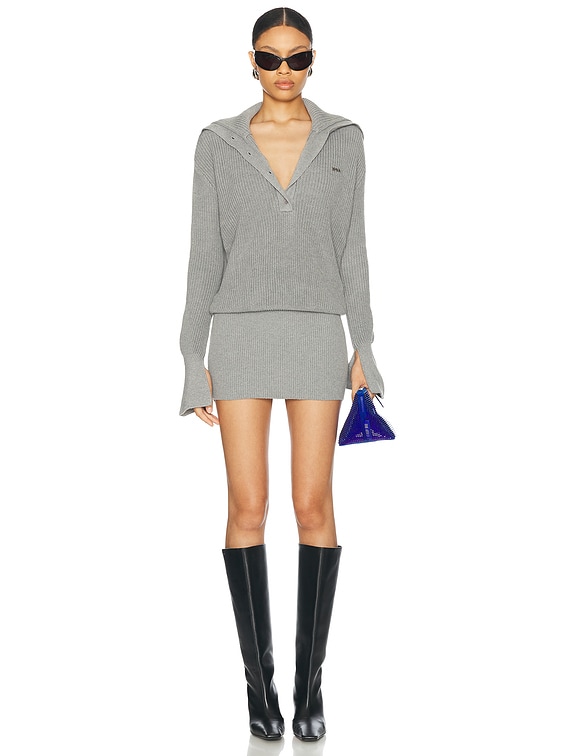 SEROYA Katana Sweater Dress in Heathered Grey | FWRD