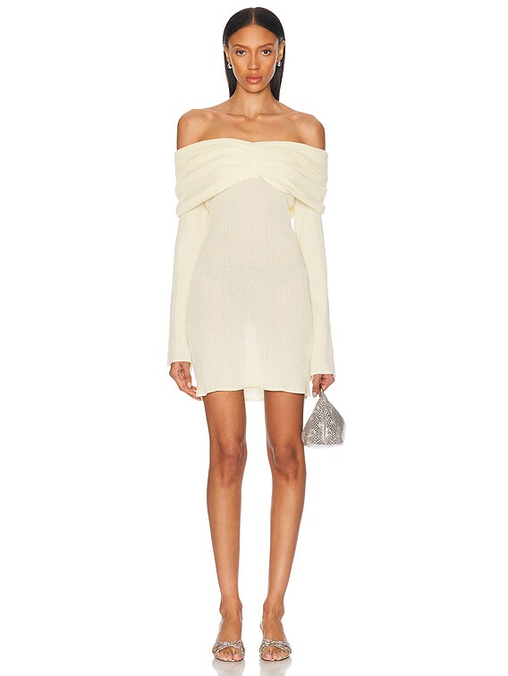 【FETICO】JERSEY OFF SHOULDER DRESS LACE KNIT OFF-SHOULDER MINI DRESS – FETICO Official Online Shop