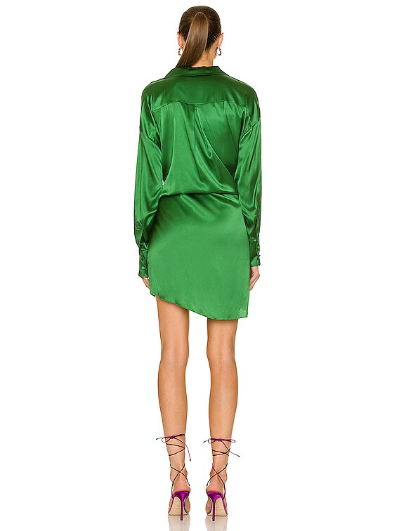 slim fit dress slacks Rihoas Sage Green Satin Maxi Dress One Shoulder Ruched for Bridesmaid, Wedding Guest, Green / XL main image 1