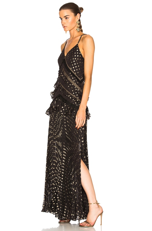 self portrait metallic polka dot maxi dress